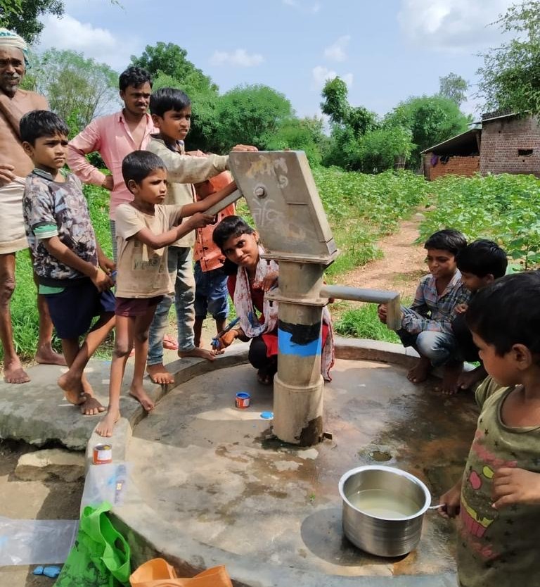 Testing village water pump for fluoride levels