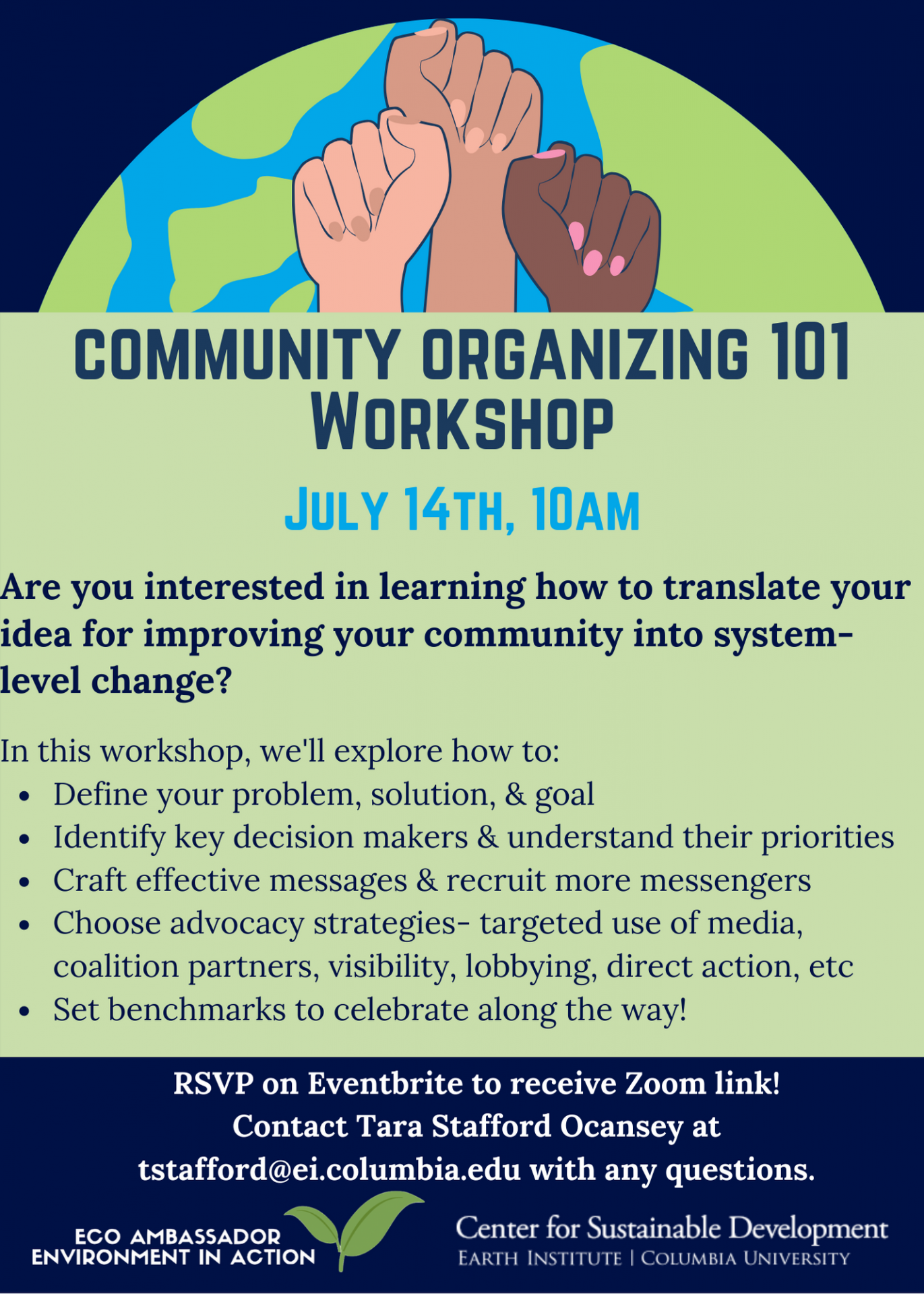 Poster for community organizing workshop